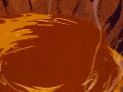 The cold Inflamer enters a pool of molten gold and emerges fiery and monstrous.